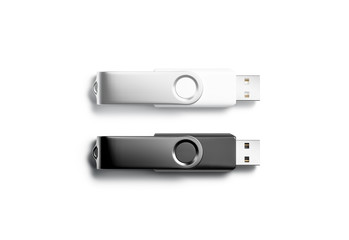 Blank black and white opened usb stick mock up, isolated