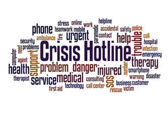 Crisis hotline word cloud concept