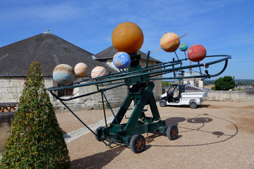 Model of Leonardo da Vinci solar system - Chateau d Amboise, Loire Valley, France- SHOT August 2015