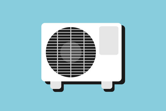 Air condition and air-conditioning - electronic device and unit is producing cool air - refrigeration. Vector illustration with plain background