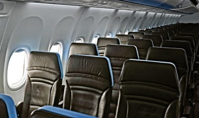empty cabin passanger plane seats