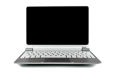Laptop with black screen on isolated white.  Object for technology