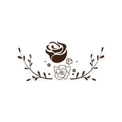 flower illustration of a brown color vector design template