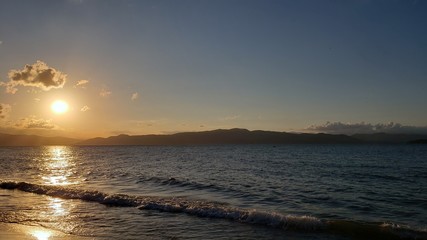 pôr do sol, natureza, praia, mar, água sol, nuvens