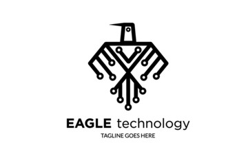 Obraz premium Logo in the shape of an eagle for a technology company.
