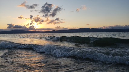 pôr do sol, praia, natureza, vida, férias, céu, mar, 