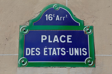 Place Des Etats-Unis - Avenue honoring the United States of America - 16th e Arr - Paris, France - August 2015
