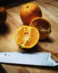 orange on a wooden table