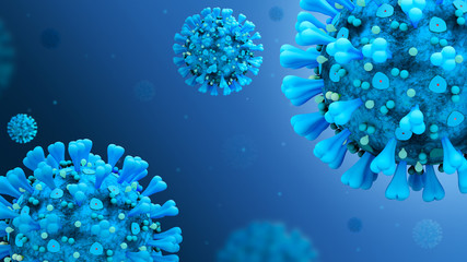 Fototapeta na wymiar Coronavirus 3D model. Microscopic view of China's pathogenic respiratory virus. Dangerous Asian nCoV coronavirus, turned into a pandemic. 3D rendering. Coronavirus disease(COVID-19)