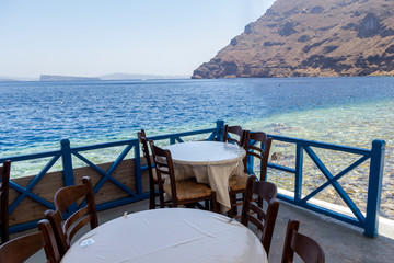 restaurant on the sea in kameni santorini