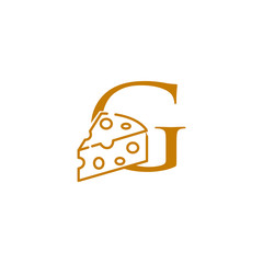 logo letter g with icon cheese vector illustration design	
