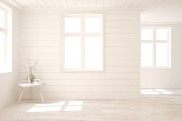 Fototapeta premium White empty room. Scandinavian interior design. 3D illustration