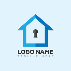 Real estate security logo. Real estate home icon vector template.
