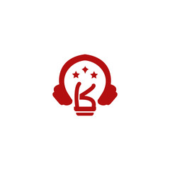 icon logo headphone with letter k vector design	