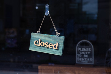 Closed sign on a restaurant