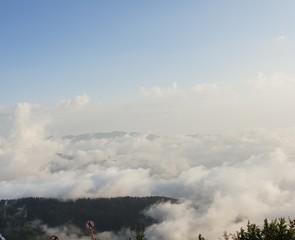 Clouds on a mountain