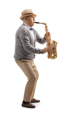 Naklejka premium Senior male saxophone player