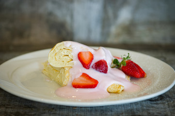 Strawberry Pancakes with Strawberry Yoghurt