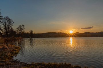 Olsina pond near Hodnov village in spring sunny evening