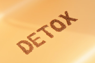 The word detox is made from flax seeds. Diet concept, body cleansing, healthy nutrition.