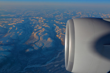 Jet Engine with sunset light shot from passenger window - November 2013
