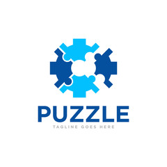 Puzzle Pieces Logo Design Vector