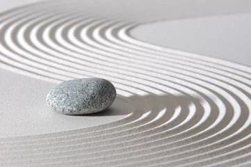 Fotobehang Zen Japanse ZEN-tuin met steen in structuurzand  © Wolfilser