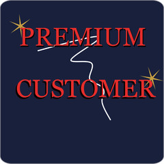 Button vector image with text caption of Premium customer. Business icon. Customer symbol.