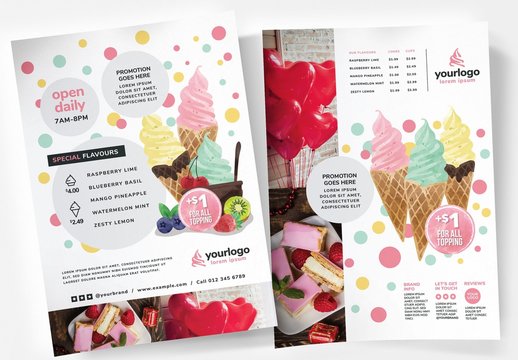Ice Cream Dessert Shop Menu Poster Layout