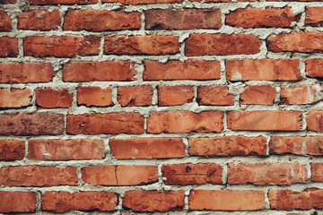 Obraz premium Grunge Brick Wall Horizontal Background. Vintage brickwork backdrop or Pattern of old brick wall. Grunge great for your design