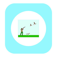 hunter with shotgun hunting ducks. Vector illustration for web and mobile design.