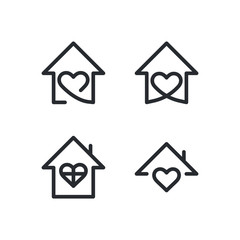 House with heart shape, love home symbol, vector illustration isolated on white background stay home, home sticker symbol vector