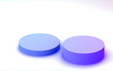 3d purple blue neon light cylinder podium minimal studio gradient dark colors background. Abstract 3d geometric shape object illustration render. Display for nightclub party and technology product.