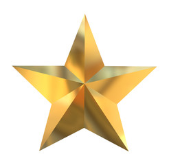 Golden christmas star isolated on white background with clipping path. Object.