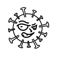 
evil coronavirus bacterium with eyes and mouth. Covid-19 2019-ncov infection with an angry face on white bacrgound. Simple vector illustration