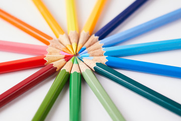 Naklejka premium Color pencils on white background.