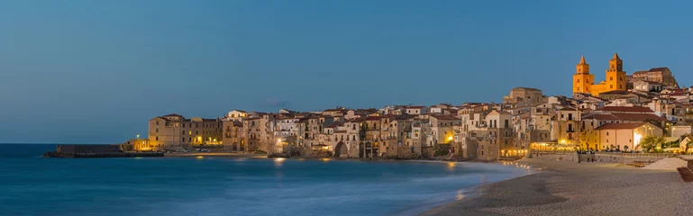 Raamstickers Cefalù at night– Sicily  Italy © majonit