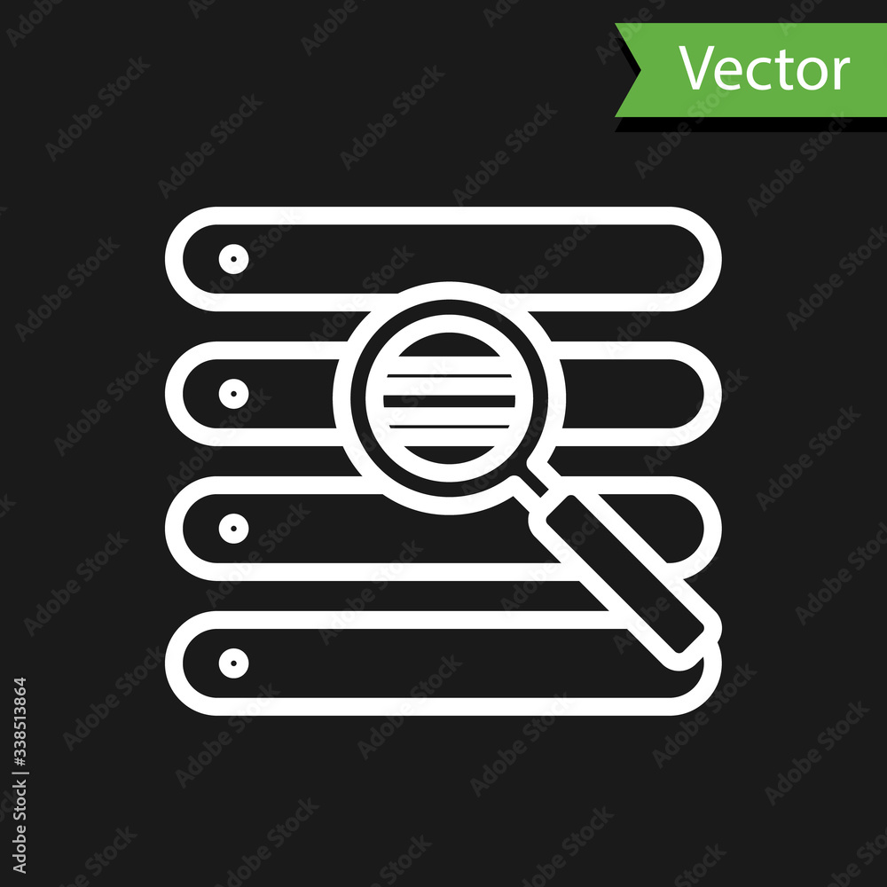 Poster white line search in a browser window icon isolated on black background. vector illustration