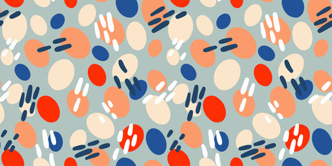 Modern simple seamless pattern of geometric objects.