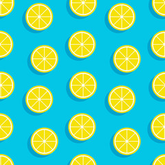 Seamless pattern with lemon slices. Summer fruit background. Vector illustration.