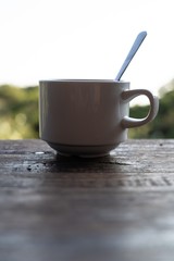 Cup of coffee on table in Monteverde, Costa Rica