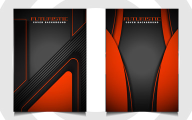 Abstract futuristic cover a4 background template with orange technology style concept on black shapes. Modern layout vector design can use banner gaming, presentation business sport, automotive event