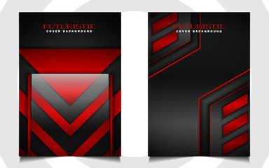 Abstract futuristic cover a4 background template with red technology style concept on black shapes. Modern layout vector design can use banner gaming, presentation business sport, automotive event