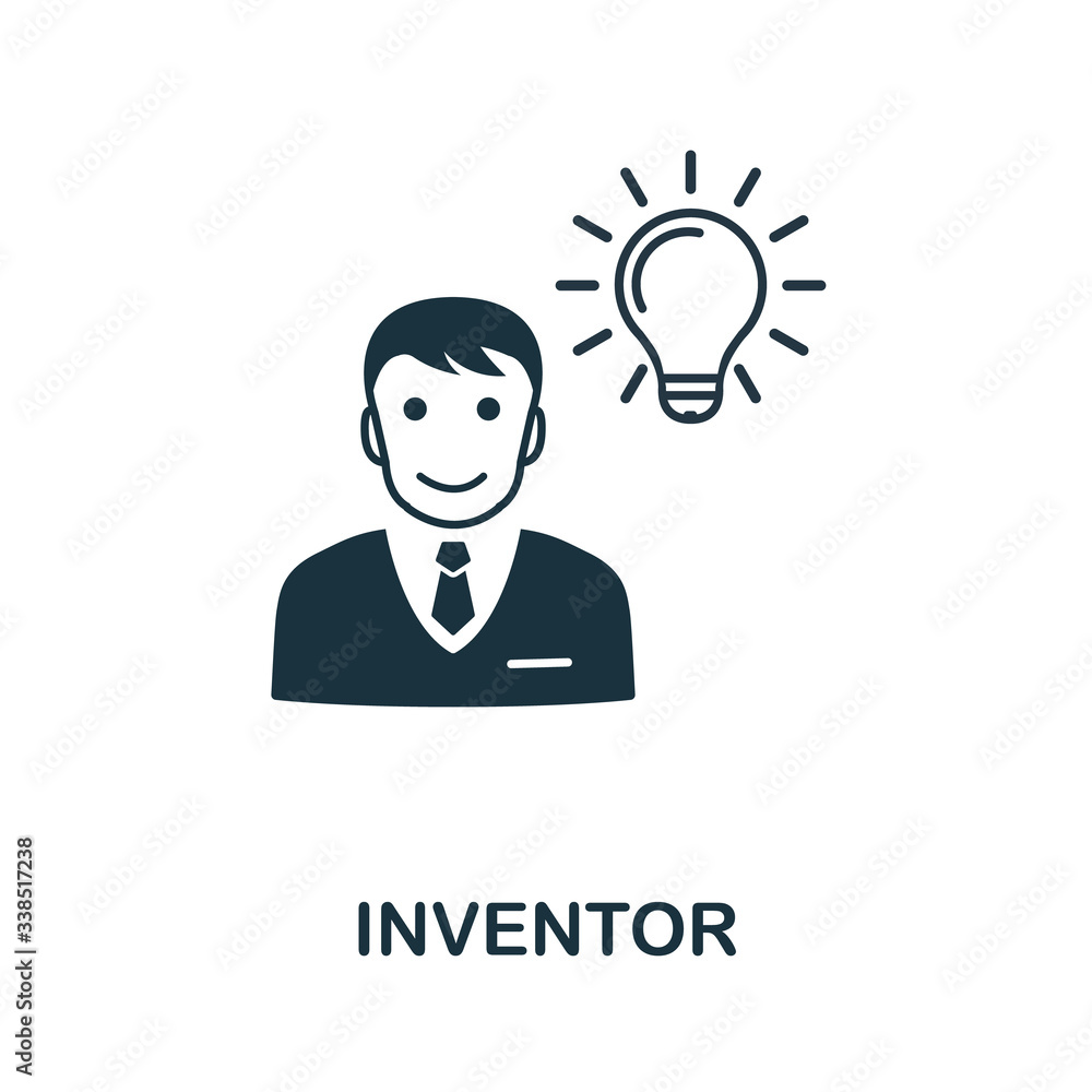 Poster inventor icon. simple element from intellectual property collection. filled inventor icon for templa