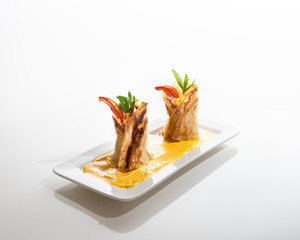 Crepas de Pollo en Salsa Huancaína Peruana