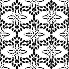 Stylish vintage black on white ornament seamless pattern. Allover vector design for fabric, apparel textile, interior