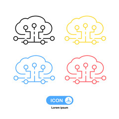 Cloud icon vector four color isolated on white background.