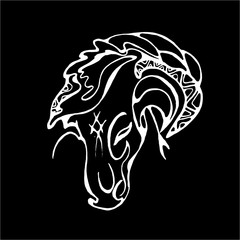 Fototapeta premium Horse head illustration. Grace and beauty. Chalk on a blackboard.
