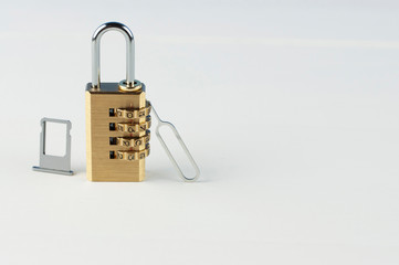 SIM card key and combination lock