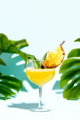 Summer refreshing alcoholic cocktail concept, front view